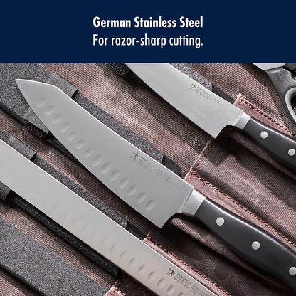 Forged Premio 7-inch Hollow Edge Santoku Knife, Black/Stainless Steel