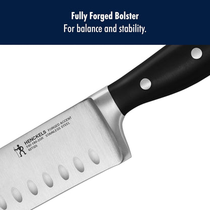 Forged Premio 7-inch Hollow Edge Santoku Knife, Black/Stainless Steel