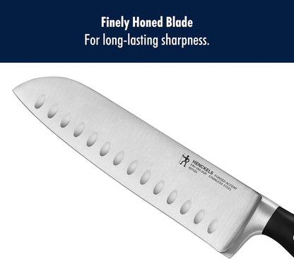 Forged Premio 7-inch Hollow Edge Santoku Knife, Black/Stainless Steel