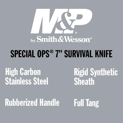 M&P Special Ops Survival Knives with Full-Tang Construction, 5"-7", Black Oxide Coated Stainless Steel Blade, For Tactical, Survival, and Outdoors