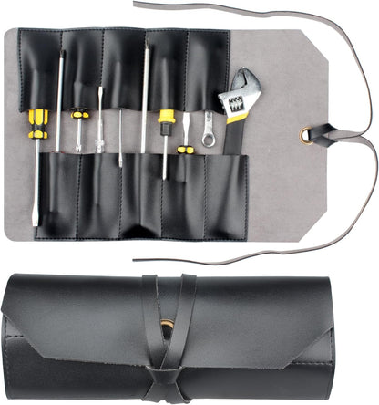 Tool Roll Pouch PU Leather Portable Roll-Up Storage Bag for Hand Tool | Chisel Roll Organizer, Wrench Roll Up Pouch, Workshop Storage Tool Wrap, 10 Slots For Mechanic Carpenter Craftsman