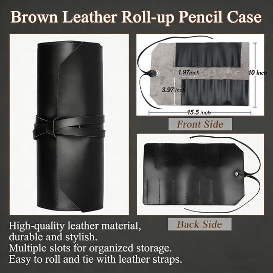 Tool Roll Pouch PU Leather Portable Roll-Up Storage Bag for Hand Tool | Chisel Roll Organizer, Wrench Roll Up Pouch, Workshop Storage Tool Wrap, 10 Slots For Mechanic Carpenter Craftsman