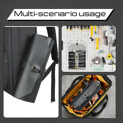 Tool Roll Pouch PU Leather Portable Roll-Up Storage Bag for Hand Tool | Chisel Roll Organizer, Wrench Roll Up Pouch, Workshop Storage Tool Wrap, 10 Slots For Mechanic Carpenter Craftsman