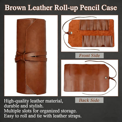 Tool Roll Pouch PU Leather Portable Roll-Up Storage Bag for Hand Tool | Chisel Roll Organizer, Wrench Roll Up Pouch, Workshop Storage Tool Wrap, 10 Slots For Mechanic Carpenter Craftsman
