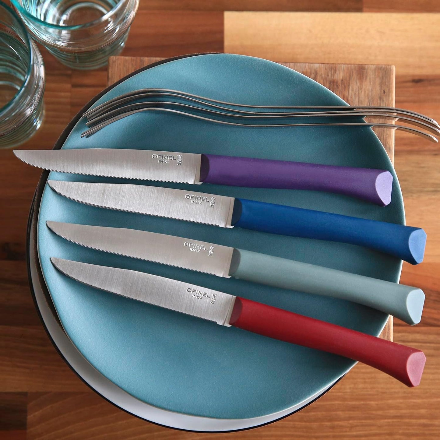 Set of 4 Bon Appetit+ Dishwasher Safe Serrated Steak Knives - Grey