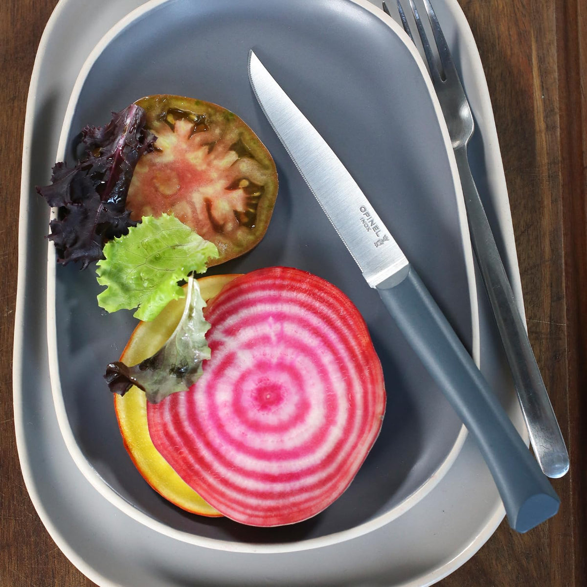 Set of 4 Bon Appetit+ Dishwasher Safe Serrated Steak Knives - Grey