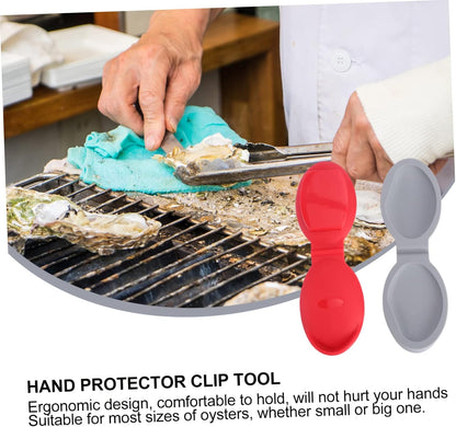 Oyster Shucker Tool Set 2-Pack Oyster Holder Opener for Safe Shellfish Opening Ergonomic Shucking Clamp for Clam Scallop Seafood Tools for Bbq Picnic Dinner Travel