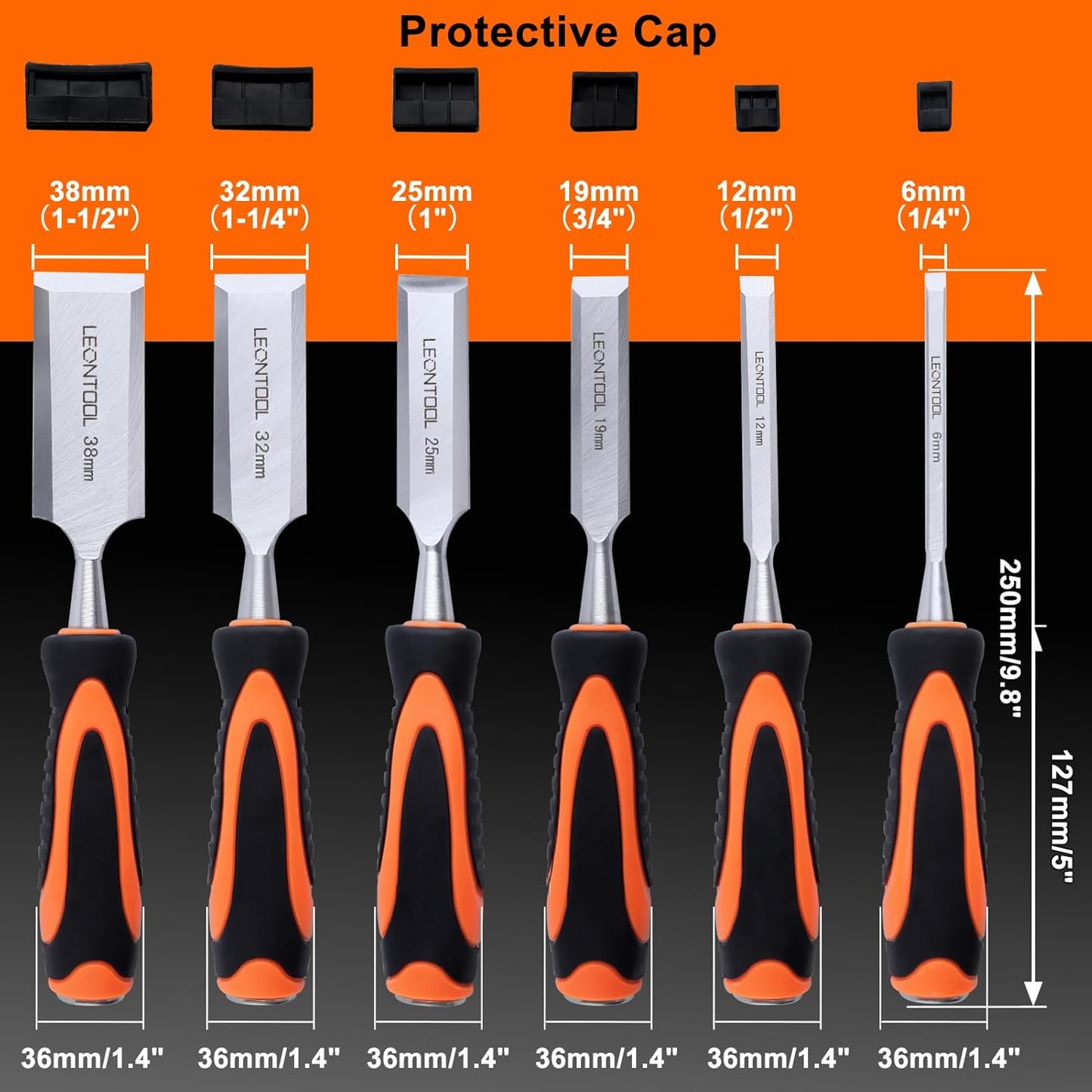10 Pieces Wood Chisel Set Wood Carving Chisels Set with Storage Case for Woodworking, 6pcs Wood Chisel with 1 Honing Guide, 1 Sharpening Stone and 2 Carpenter Pencils, Wood Working Tools
