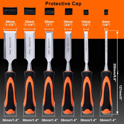 10 Pieces Wood Chisel Set Wood Carving Chisels Set with Storage Case for Woodworking, 6pcs Wood Chisel with 1 Honing Guide, 1 Sharpening Stone and 2 Carpenter Pencils, Wood Working Tools