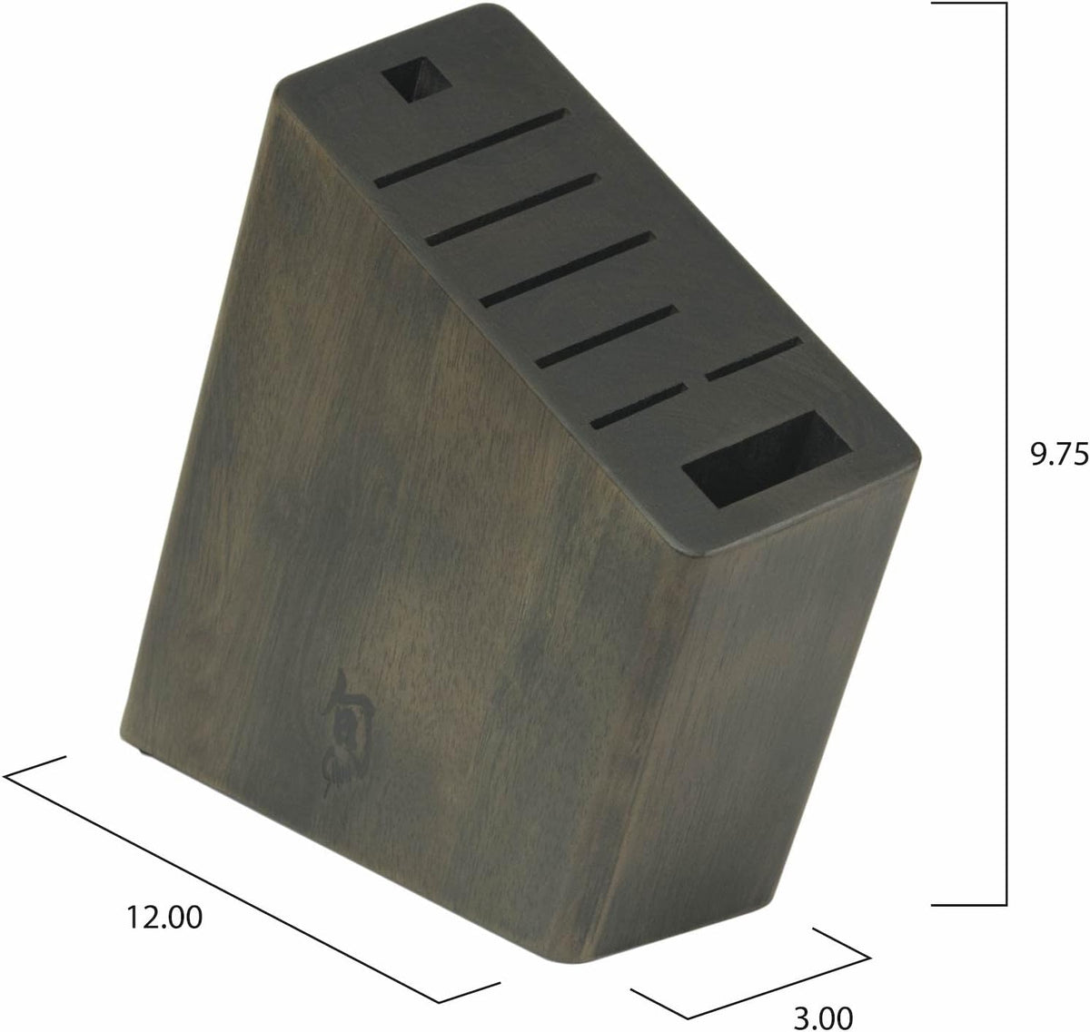 Angled Knife Block, 8 Slot Wooden Knife Holder, Made from Genuine Dark-Stained Wood, Kitchen Storage for Professional and Home Chefs