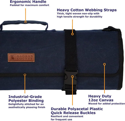 Chef Knife Roll Bag – 12oz Water-Resistant Waxed Canvas – Heavy-Duty Portable Knife Case with 11 Slots for Cleavers, Carving Knives & Chef Tools – Bonus Oven Mitts Included (Brown)