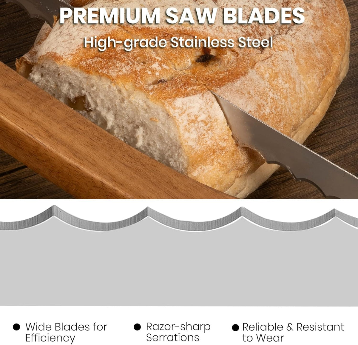 Bread Knife for Homemade Bread Sourdough, Sourdough Knife for Slicing with Wide Stainless Steel Blade, 15.7" Serrated Slicer with Bow Design & Spare Blade