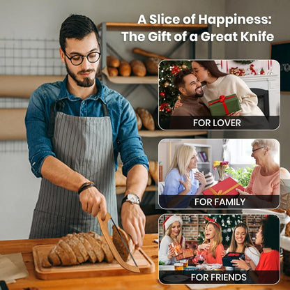 Bread Knife for Homemade Bread Sourdough, Sourdough Knife for Slicing with Wide Stainless Steel Blade, 15.7" Serrated Slicer with Bow Design & Spare Blade