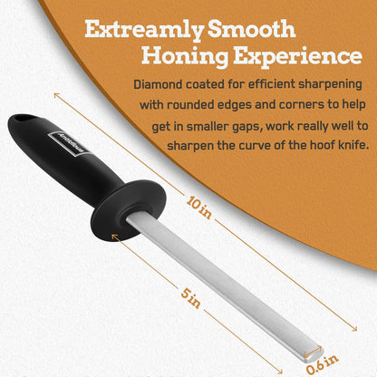Hoof Knife Sharpener, 5 inch Farrier tool Honing Rod with Diamond Coated to Keep Hoof Knives and Cutting Instruments Sharp Black