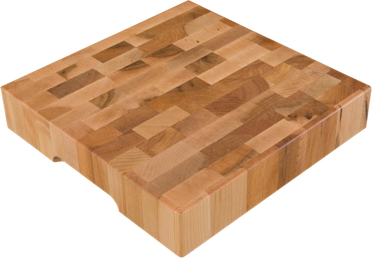 Maple End Grain Butcher Block, Rubber Feet, 10 x 10 x 2 in | End Grain Cutting Board, model L10102