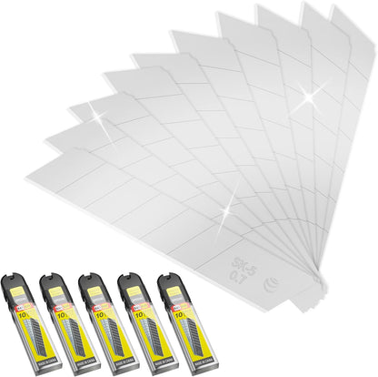 50-Pack 25MM Utility Knife Blades, Snap off Knife Blades for Retractable Box Cutters and Knife, SK5 Blades in Bulk Pack. 10pc ×5c