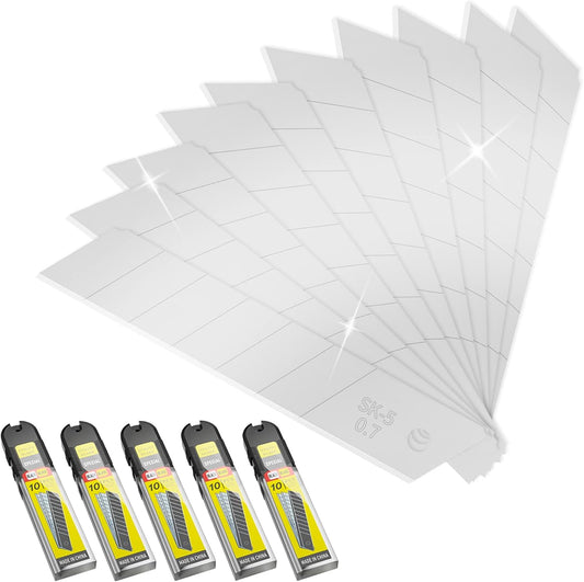 50-Pack 25MM Utility Knife Blades, Snap off Knife Blades for Retractable Box Cutters and Knife, SK5 Blades in Bulk Pack. 10pc ×5c