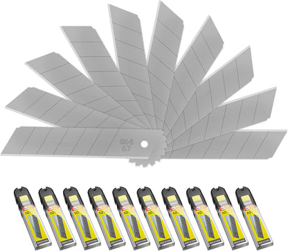 50-Pack 25MM Utility Knife Blades, Snap off Knife Blades for Retractable Box Cutters and Knife, SK5 Blades in Bulk Pack. 10pc ×5c