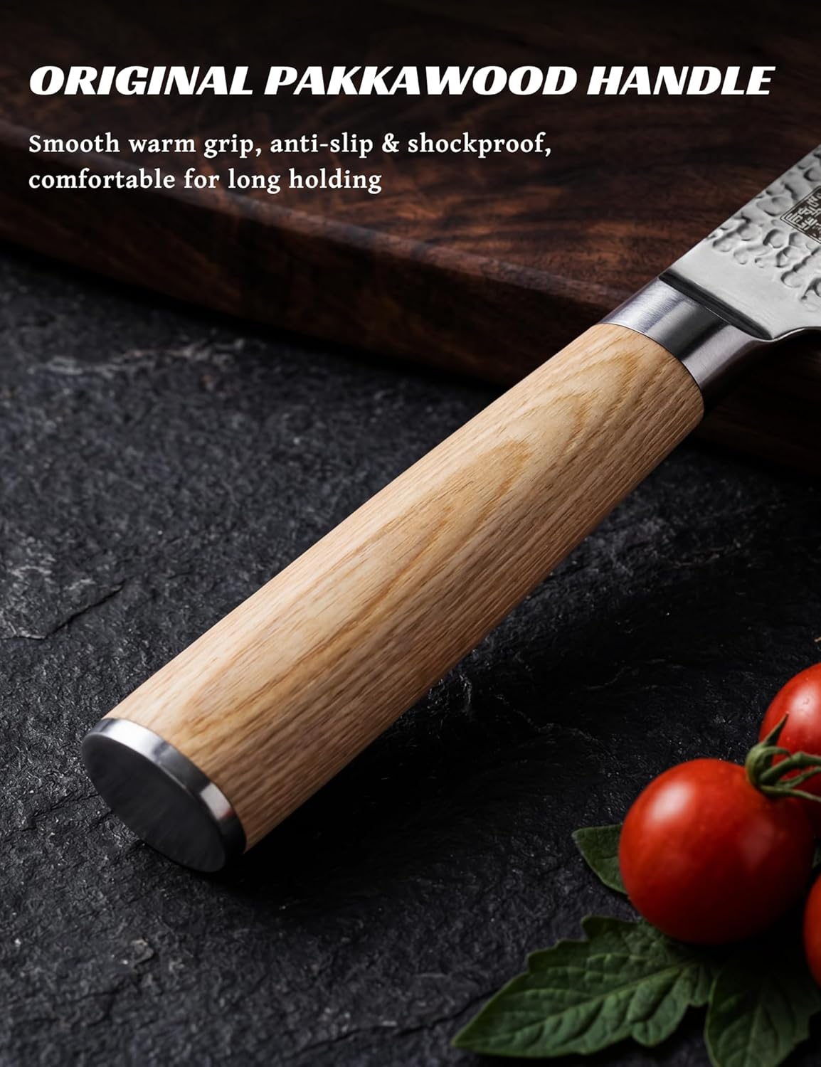 Japanese Santoku Knife 7in,Lab Tested Ultra Long-lasting Sharp | VG-10 Core HRC60-62 Damascus High Carbon Steel,Ergonomic Design and Well Balance,Professional Premium Forged Kitchen Knife