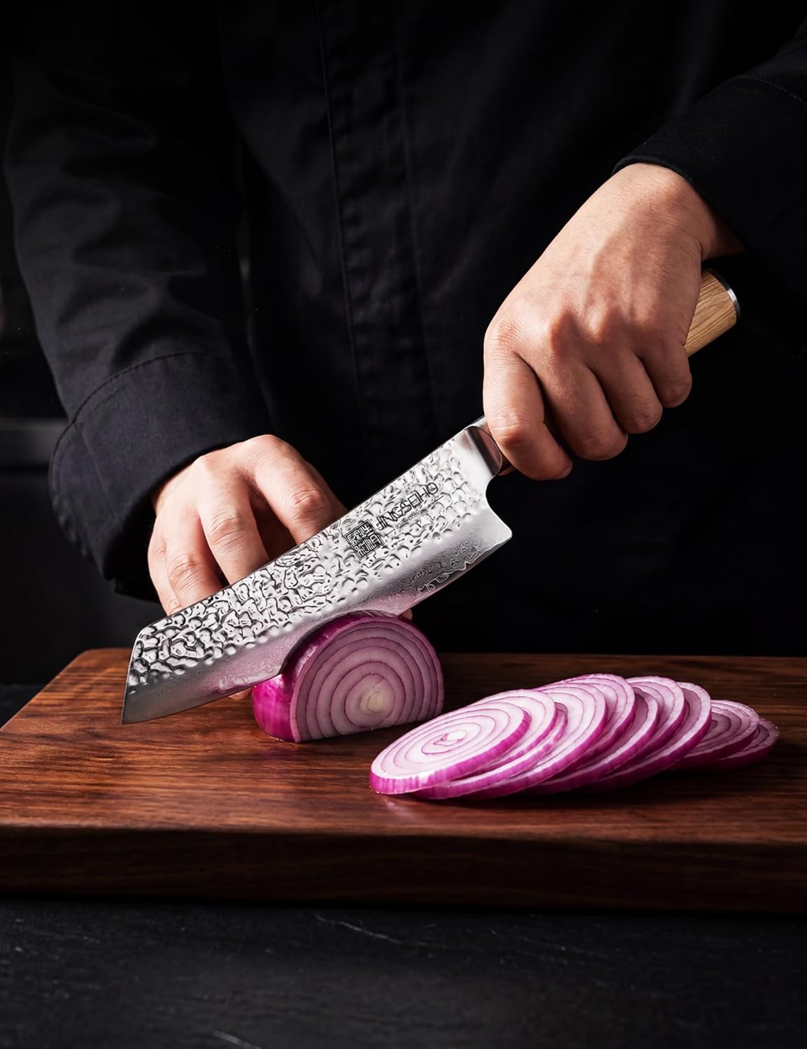 Japanese Santoku Knife 7in,Lab Tested Ultra Long-lasting Sharp | VG-10 Core HRC60-62 Damascus High Carbon Steel,Ergonomic Design and Well Balance,Professional Premium Forged Kitchen Knife