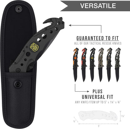 Universal Tactical Knife Sheath Holster with Belt Loop - Pouch Fits Any 5" Folding Pocket Knife