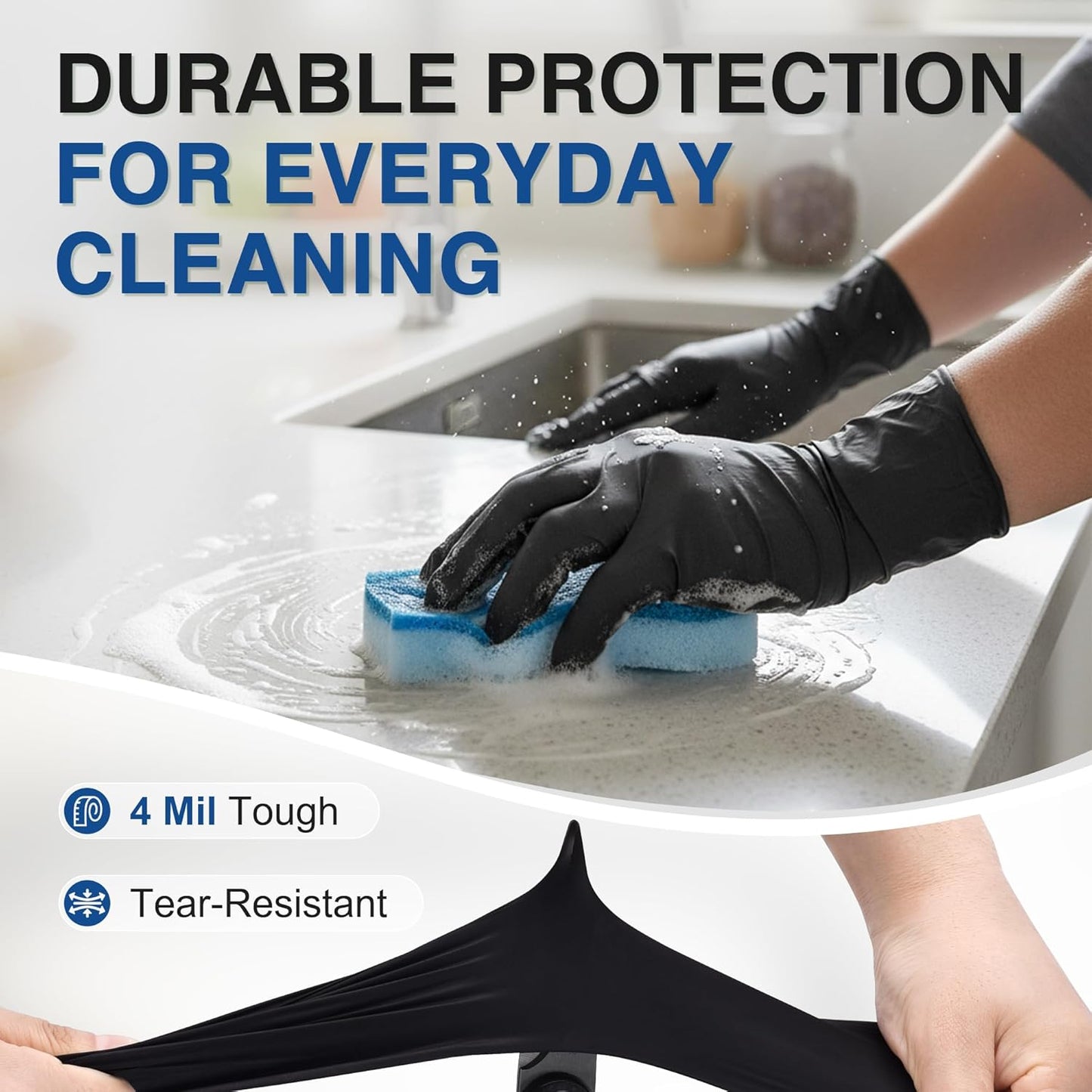 Medical Nitrile Exam Gloves, 4 Mil Black Gloves Disposable Latex Free Powder Free, Food Safe for Cooking