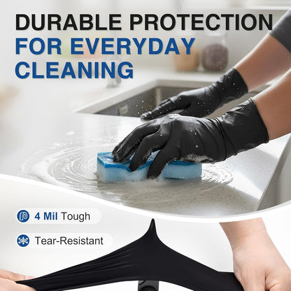 Medical Nitrile Exam Gloves, 4 Mil Black Gloves Disposable Latex Free Powder Free, Food Safe for Cooking