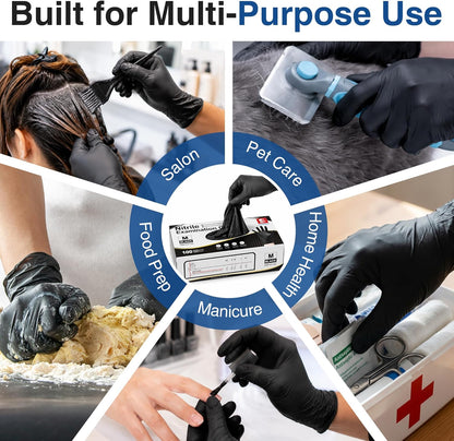 Medical Nitrile Exam Gloves, 4 Mil Black Gloves Disposable Latex Free Powder Free, Food Safe for Cooking