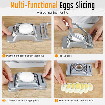Multipurpose Heavy Duty Aluminium Egg Slicer, Stainless Steel Wire, Sliver | Dishwasher Safe, Rust Resistant, Egg Cutter for Hard Boiled Eggs, Soft Food and Soft Fruit, Salads, Butter, Cheese, Spam