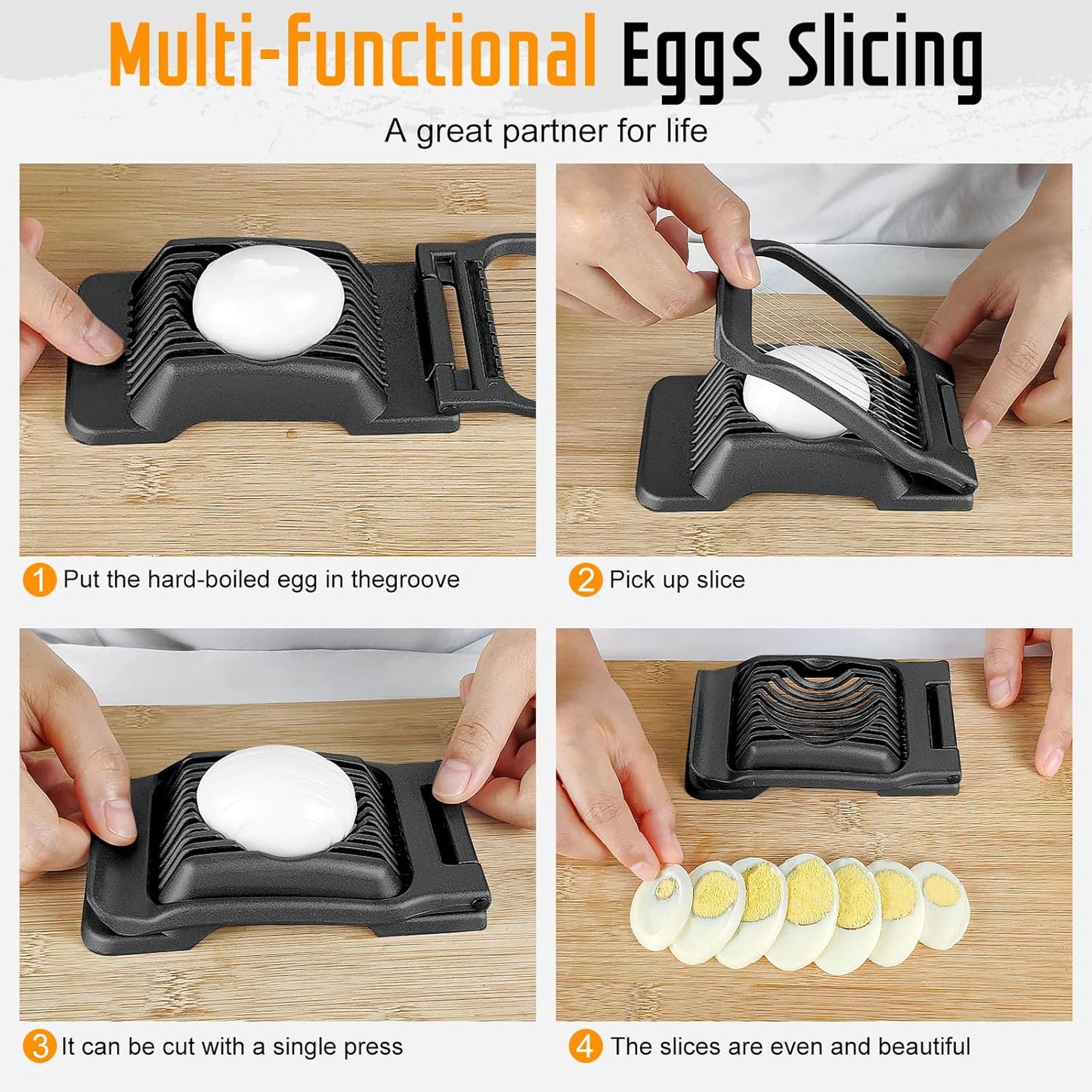 Multipurpose Heavy Duty Aluminium Egg Slicer, Stainless Steel Wire, Sliver | Dishwasher Safe, Rust Resistant, Egg Cutter for Hard Boiled Eggs, Soft Food and Soft Fruit, Salads, Butter, Cheese, Spam