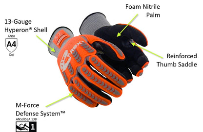 MAGID T-REX Flex Series ANSI A4 Foam Nitrile Coated Impact Gloves, 1 Pair, Size 10/XL (TRX443)