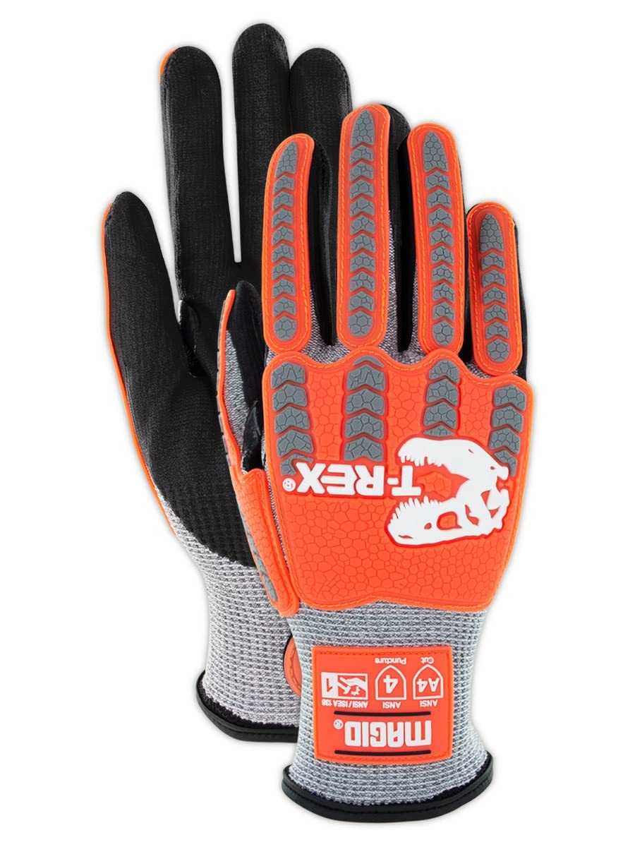 MAGID T-REX Flex Series ANSI A4 Foam Nitrile Coated Impact Gloves, 1 Pair, Size 10/XL (TRX443)