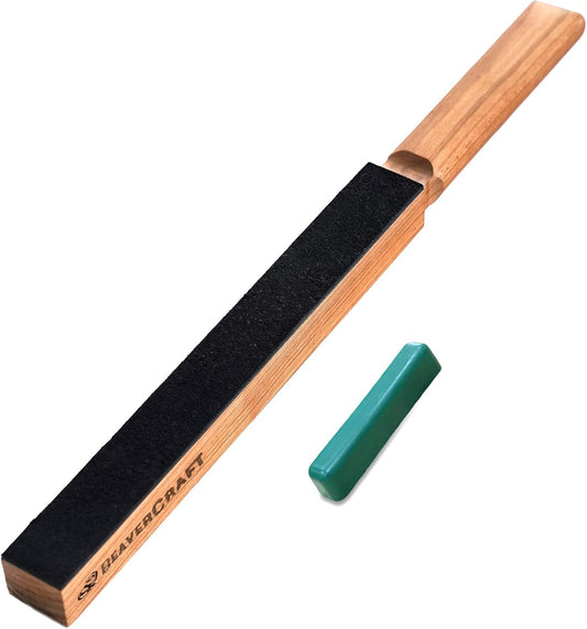 Leather Strop Block for Knife Sharpening with Polishing Compound - Sharpening Knife Strop - Stropping Kit LS8 & Honing Compound for Knives