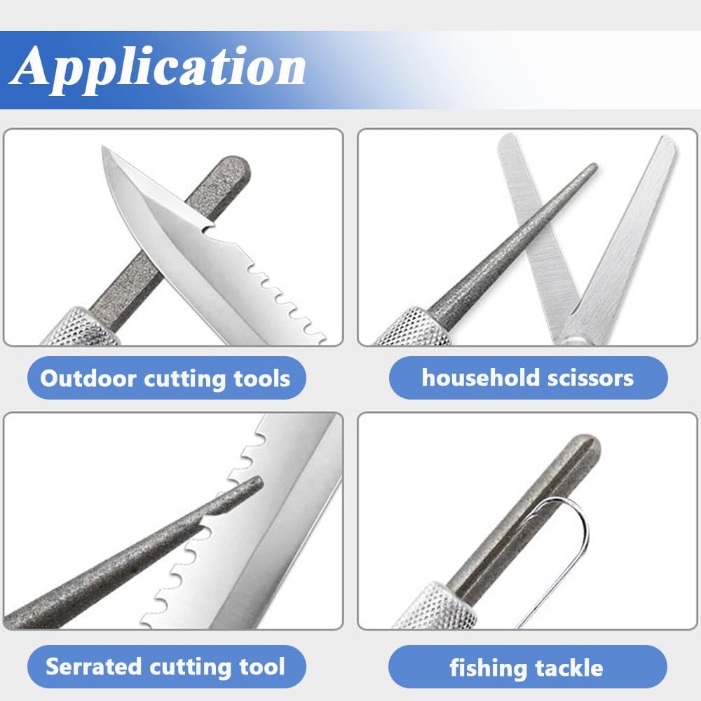 2Pcs Serrated Knife Sharpener, Retractable Diamond Sharpening Rod Multifunctional Knife Sharpening Tool for Outdoor Kitchen Fishing Hunting