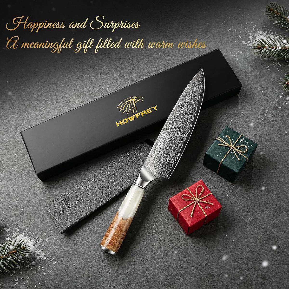Damascus Chef Knife 8 Inch, 67-Layer Japanese Kitchen Knives Sharp VG-10 High Carbon Stainless Steel with Ergonomic Pakkawood Handles, Elegant Gift Box Packaging for Home and Kitchen