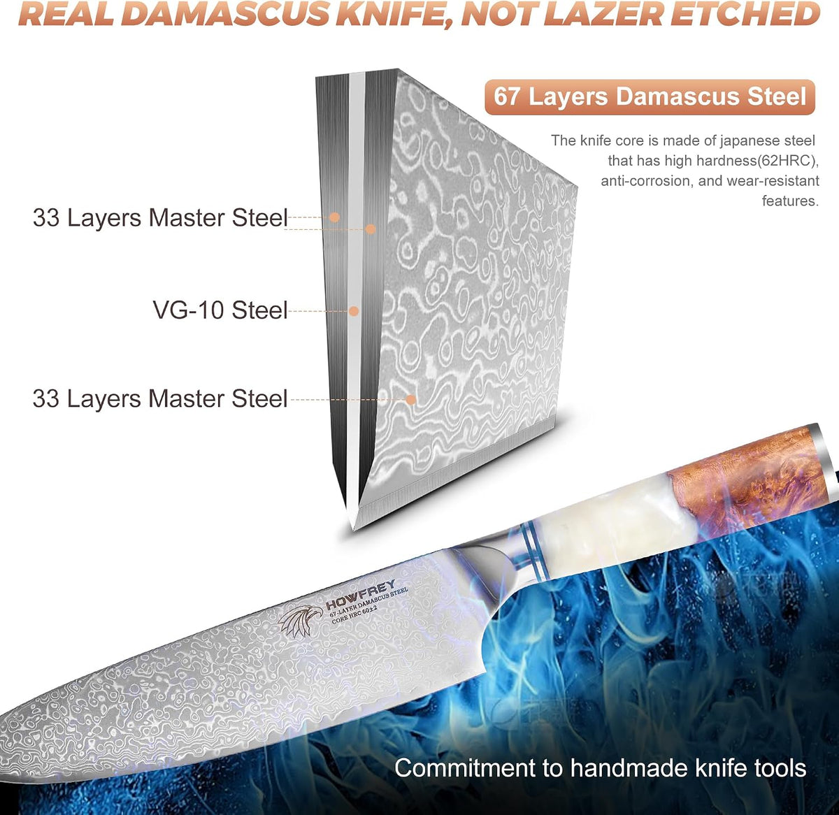 Damascus Chef Knife 8 Inch, 67-Layer Japanese Kitchen Knives Sharp VG-10 High Carbon Stainless Steel with Ergonomic Pakkawood Handles, Elegant Gift Box Packaging for Home and Kitchen