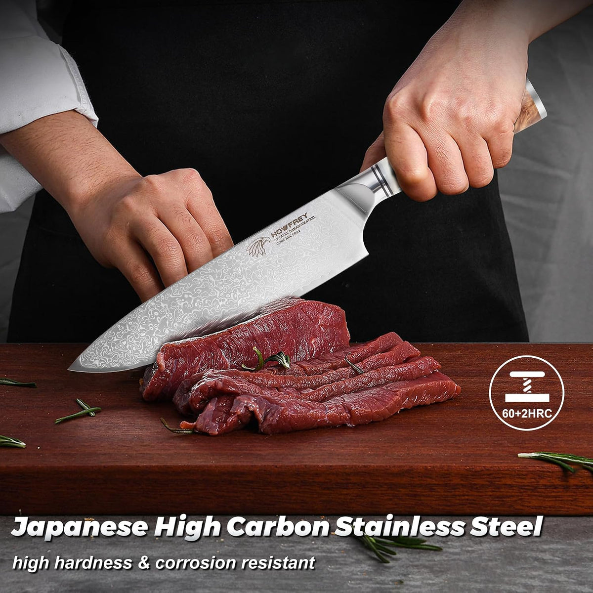 Damascus Chef Knife 8 Inch, 67-Layer Japanese Kitchen Knives Sharp VG-10 High Carbon Stainless Steel with Ergonomic Pakkawood Handles, Elegant Gift Box Packaging for Home and Kitchen