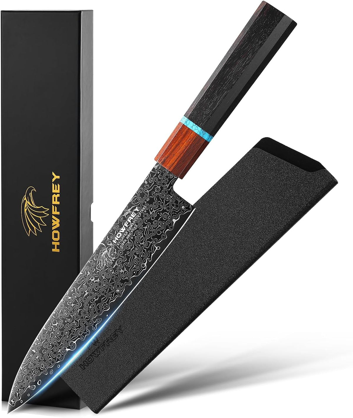 Damascus Chef Knife 8 Inch, 67-Layer Japanese Kitchen Knives Sharp VG-10 High Carbon Stainless Steel with Ergonomic Pakkawood Handles, Elegant Gift Box Packaging for Home and Kitchen