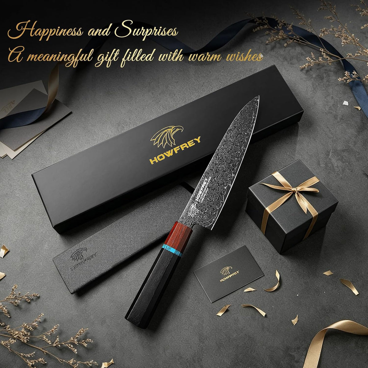 Damascus Chef Knife 8 Inch, 67-Layer Japanese Kitchen Knives Sharp VG-10 High Carbon Stainless Steel with Ergonomic Pakkawood Handles, Elegant Gift Box Packaging for Home and Kitchen