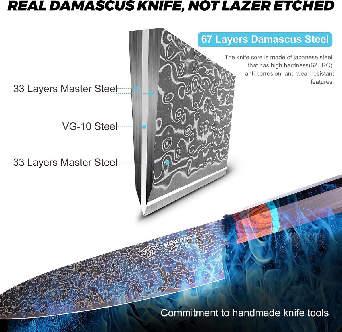 Damascus Chef Knife 8 Inch, 67-Layer Japanese Kitchen Knives Sharp VG-10 High Carbon Stainless Steel with Ergonomic Pakkawood Handles, Elegant Gift Box Packaging for Home and Kitchen