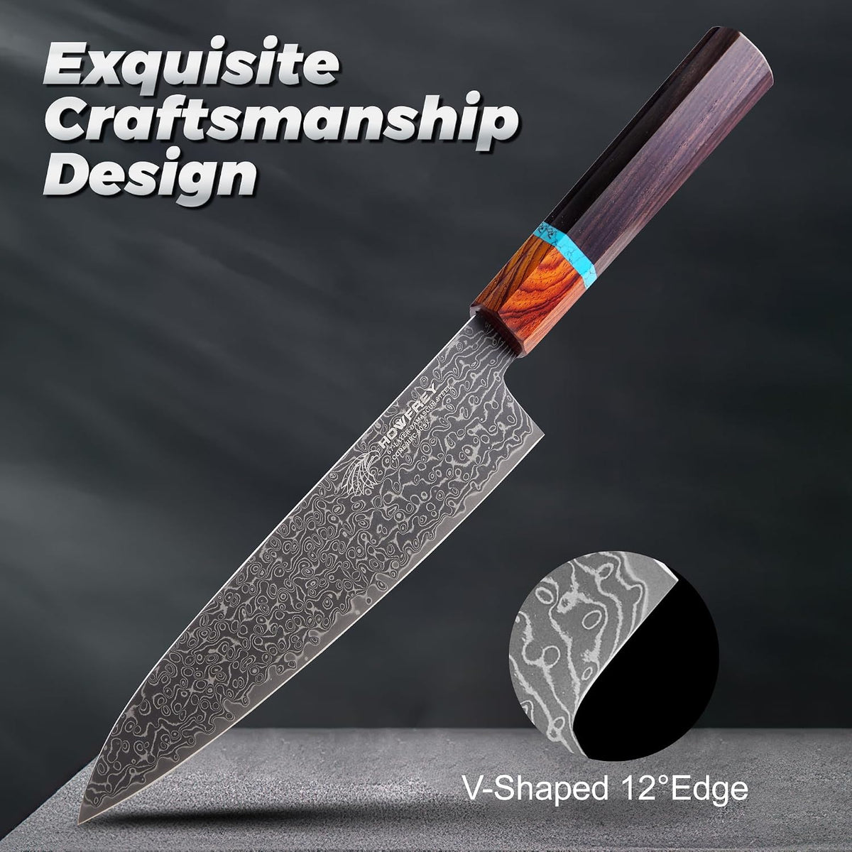 Damascus Chef Knife 8 Inch, 67-Layer Japanese Kitchen Knives Sharp VG-10 High Carbon Stainless Steel with Ergonomic Pakkawood Handles, Elegant Gift Box Packaging for Home and Kitchen