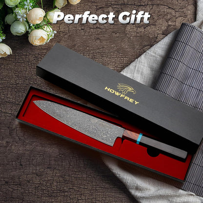 Damascus Chef Knife 8 Inch, 67-Layer Japanese Kitchen Knives Sharp VG-10 High Carbon Stainless Steel with Ergonomic Pakkawood Handles, Elegant Gift Box Packaging for Home and Kitchen
