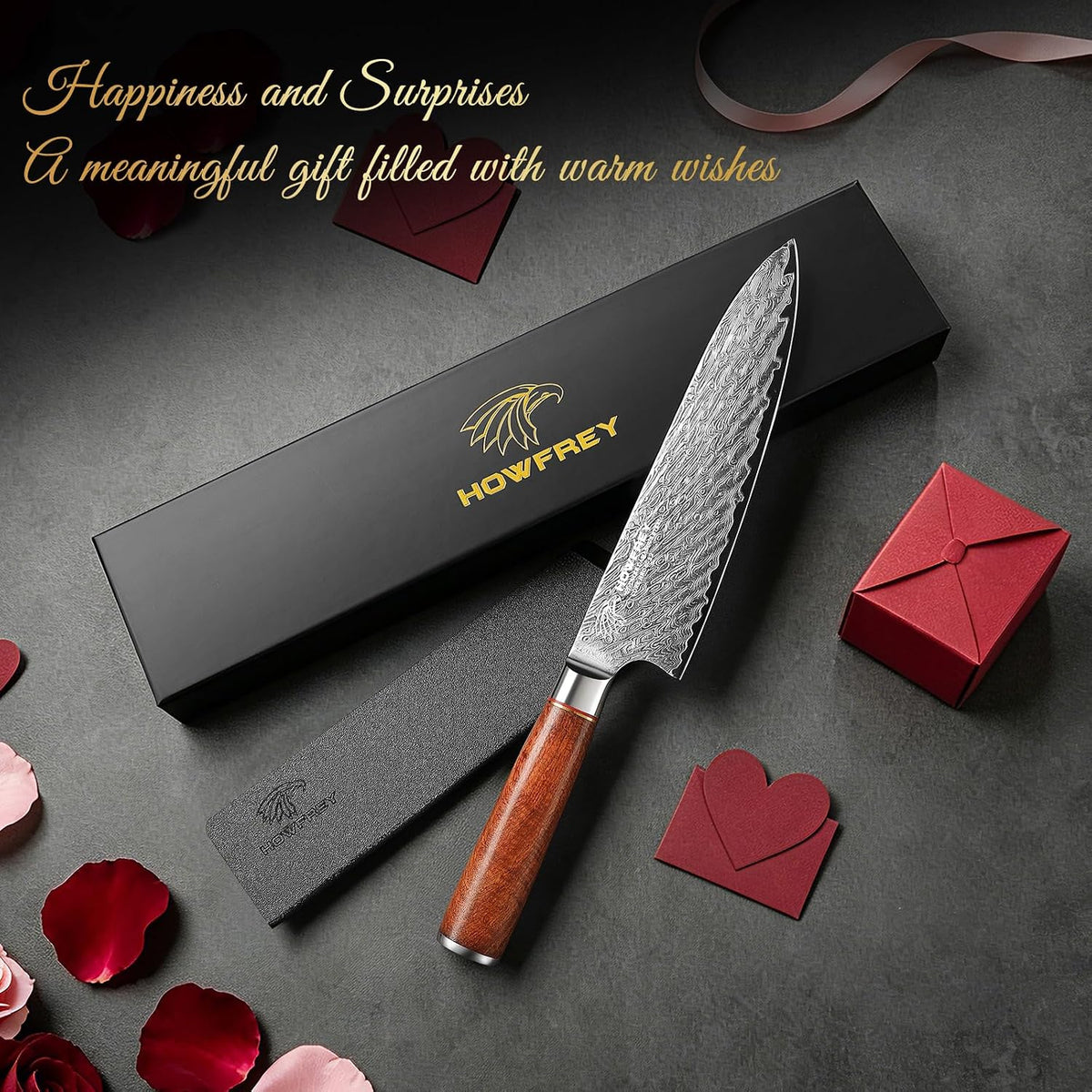 Damascus Chef Knife 8 Inch, 67-Layer Japanese Kitchen Knives Sharp VG-10 High Carbon Stainless Steel with Ergonomic Pakkawood Handles, Elegant Gift Box Packaging for Home and Kitchen