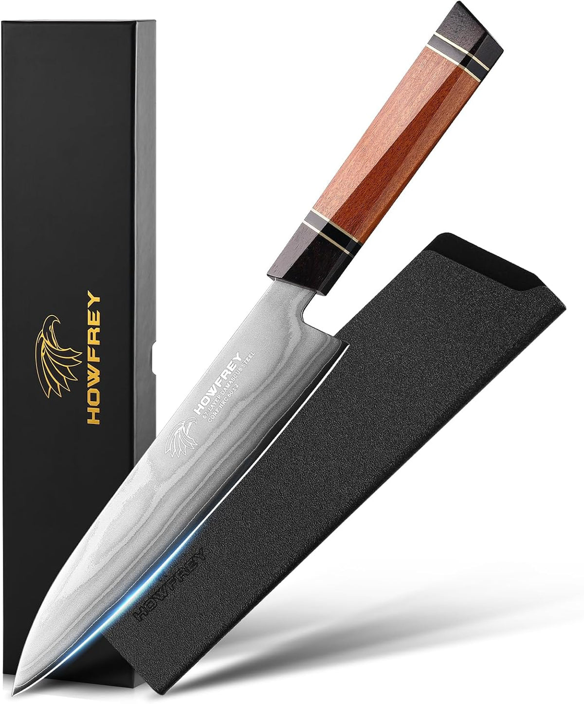 Damascus Chef Knife 8 Inch, 67-Layer Japanese Kitchen Knives Sharp VG-10 High Carbon Stainless Steel with Ergonomic Pakkawood Handles, Elegant Gift Box Packaging for Home and Kitchen