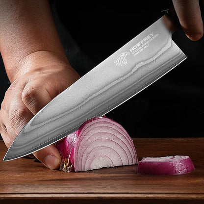 Damascus Chef Knife 8 Inch, 67-Layer Japanese Kitchen Knives Sharp VG-10 High Carbon Stainless Steel with Ergonomic Pakkawood Handles, Elegant Gift Box Packaging for Home and Kitchen