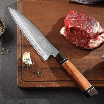 Damascus Chef Knife 8 Inch, 67-Layer Japanese Kitchen Knives Sharp VG-10 High Carbon Stainless Steel with Ergonomic Pakkawood Handles, Elegant Gift Box Packaging for Home and Kitchen