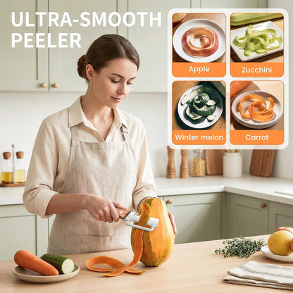 Vegetable Peeler, Potato Paring Knife, Multifunctional Stainless Steel Apple Peeler for Kitchen Use, 2-in-1 Fruit Tool with Sharp Blade, Ergonomic Wooden Handle & Bottle Opener (Pro-1PCS)