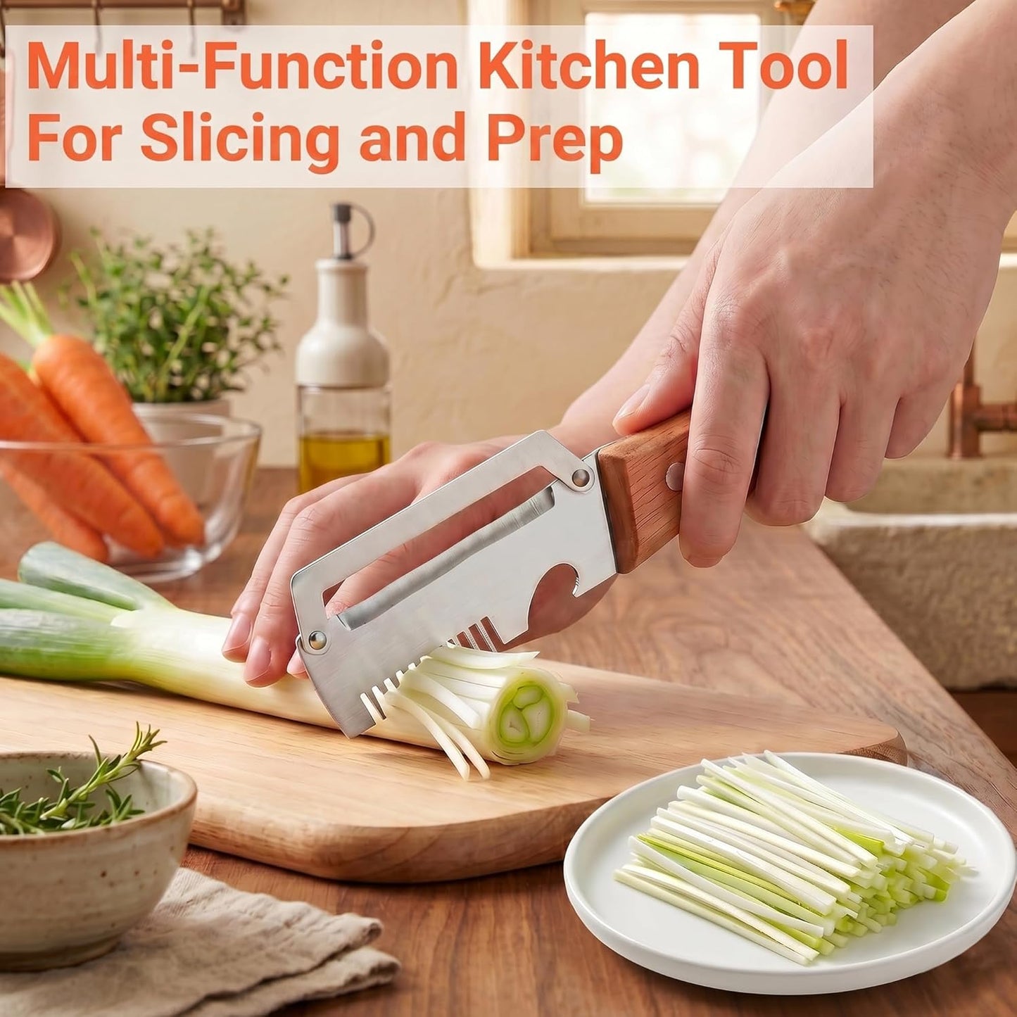 Vegetable Peeler, Potato Paring Knife, Multifunctional Stainless Steel Apple Peeler for Kitchen Use, 2-in-1 Fruit Tool with Sharp Blade, Ergonomic Wooden Handle & Bottle Opener (Pro-1PCS)