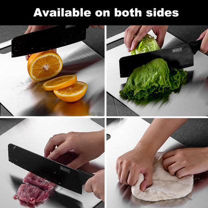 Titanium Cutting Board Set of 3 for Kitchen, Stainless Steel Double-Sided Food-Grade Cutting Boards for Meat Cheese Vegetable Fruit (S M L)