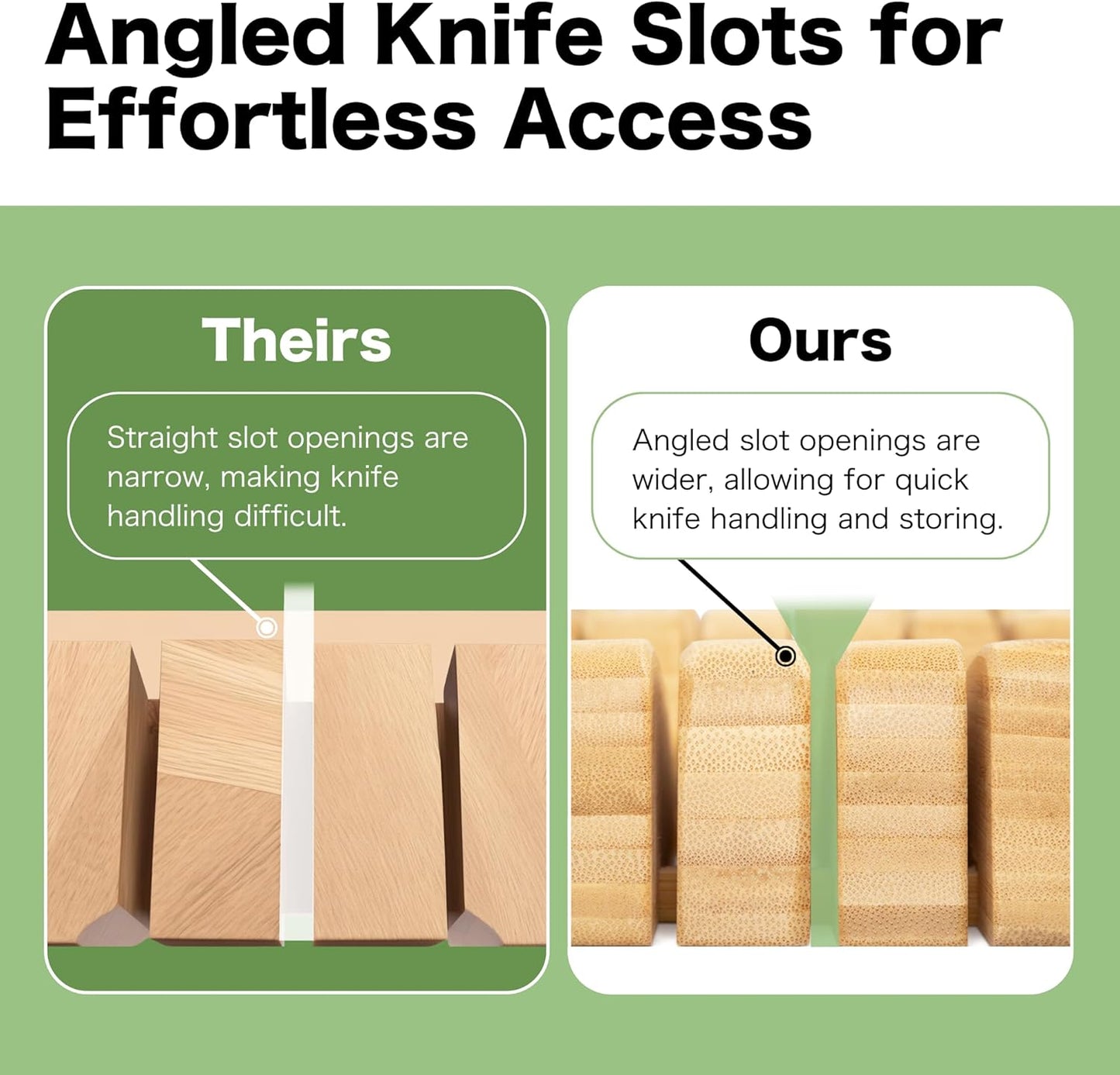 Bamboo In-Drawer Knife Block – 15 Slot, Holds 12-15 Knives | Bamboo Construction, 15 Knife Slots, Fits 12-15 Knives, X-Large, For Kitchen Drawers, Cutlery Tray Organizer